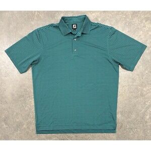 FootJoy FJ Golf Polo Shirt Men's Size XL  Green Blue Stripes Stretch
